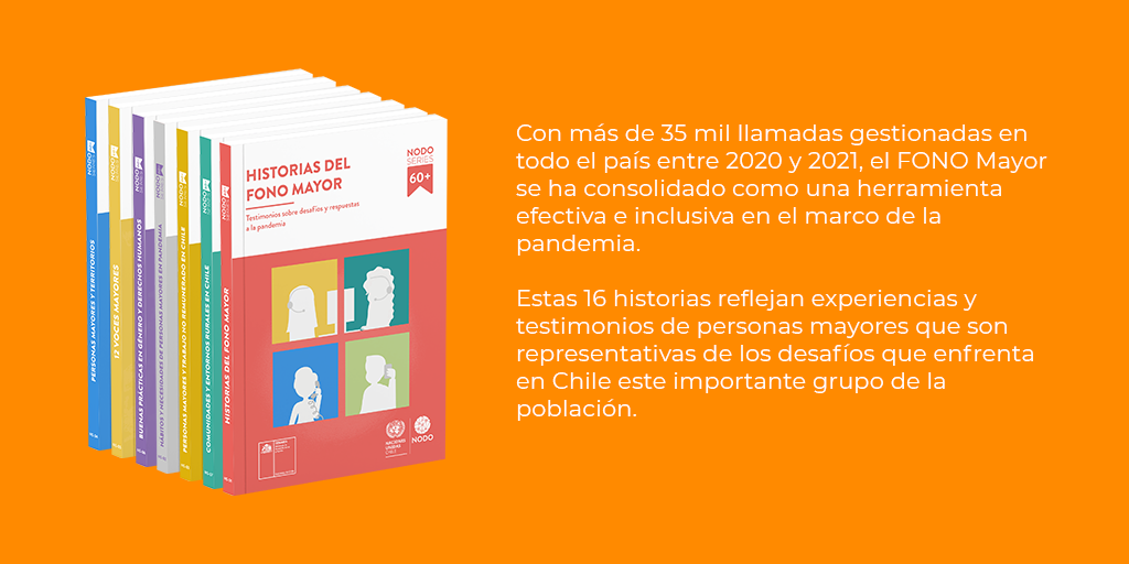Una caricatura de color naranja de varios libros junto al texto en español.