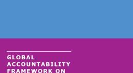 Blue and purple cover shows the two colours stacked. On the top, is a solid blue with the white UNSDG logo, the bottom background is a solid purple with the title in white on the left side: Global Accountability Framework on Gender Equality and Women's Empowerment: Global Normative Framework.