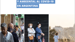 Cover shows the title "UN Framework for the Response and Socio-Economic and Environmental Recovery from COVID-19 in Argentina" in Spanish above three images: one of people in line, two women standing next to each other wearing masks and the back of a person overlooking the city.