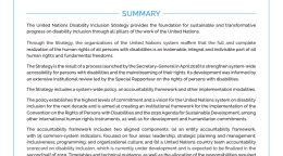 The first page of the disability inclusion manual with the United Nations Logo on top.