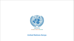 A white document cover featuring logo of the UN team in Kenya and the document title in UN blue color. 