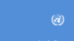 Portada del informe en azul con el emblema de la ONU en blanco.