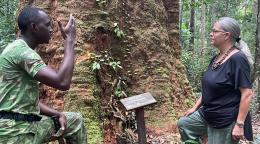联合国驻加蓬协调员萨维纳·阿马萨里参观加蓬首都利伯维尔附近的拉蓬达·沃克植物园森林。