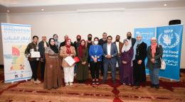Groupe de jeunes ayant participé à l’événement organisé par l'UNICEF et le PAM sur le thème des jeunes et de l’innovation au service de la sécurité alimentaire, à Amman, en Jordanie. 