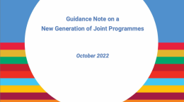 Imagen de portada con un bloque de líneas de colores y el título dentro de una circunferencia blanca y letras azules, haciendo referencia a la nota orientativa de 2022 sobre la nueva generación de programas conjuntos.