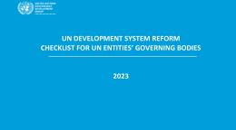 A blue background with a white logo of the UN Sustainable Development Group