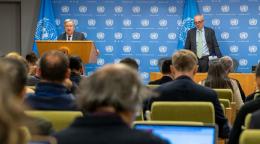  UN Photo/Paulo Filgueiras |  أمين عام الأمم المتحدة أنطونيو غوتيريش يلقي بتصريحات صحفية في المقر الدائم للأمم المتحدة