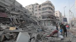 Un edificio desplomado en Gaza.