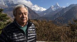 El Secretario General de las Naciones Unidas, António Guterres, visita Syangbpoche, distrito de Solukhumbu, Nepal.