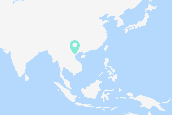 A map of Asia with a marker indicating the location of Viet Nam. 