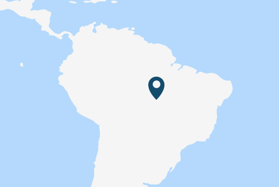 Map where Brazil is highlighted with a pin