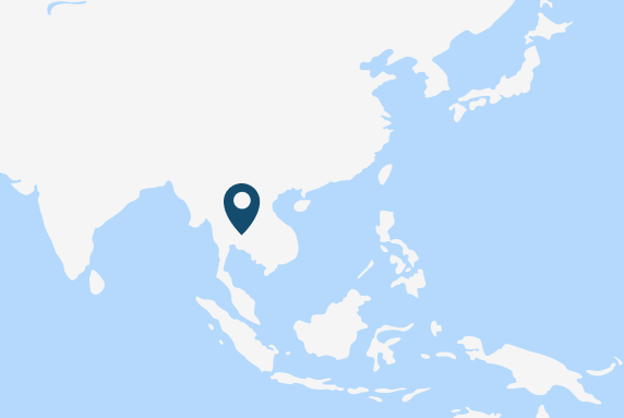 Map where Thailand is highlighted with a pin