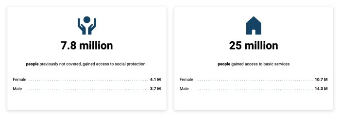Social protection statistics on info cards