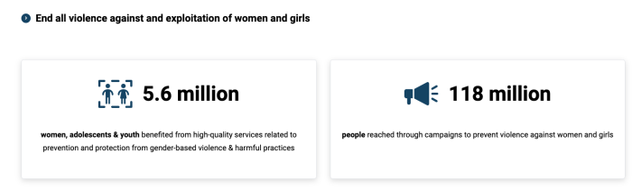 info card about ending all violence against and exploitation of women and girls