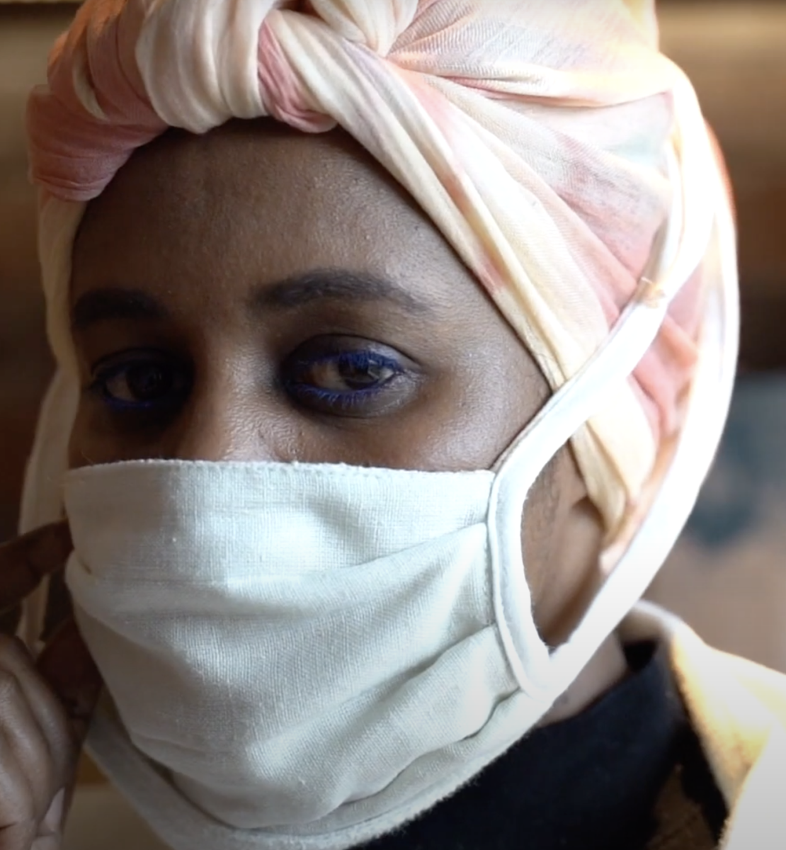 A screenshot of the video produced by UNEP showcasing native Somalia, designer Nimco Ada.