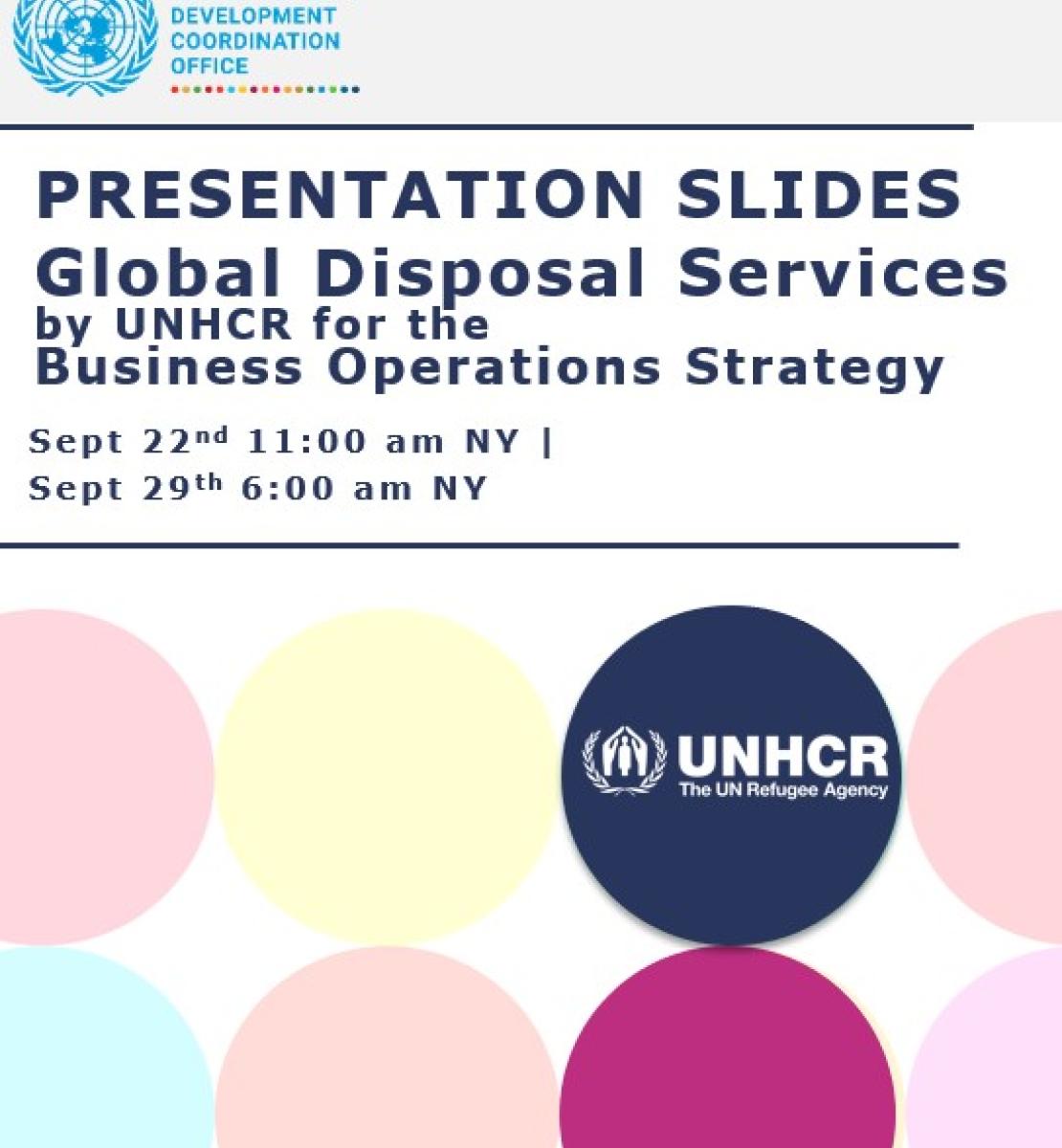 Cover with the title of the document and color circles and the UNSDG and UNHCR logo.