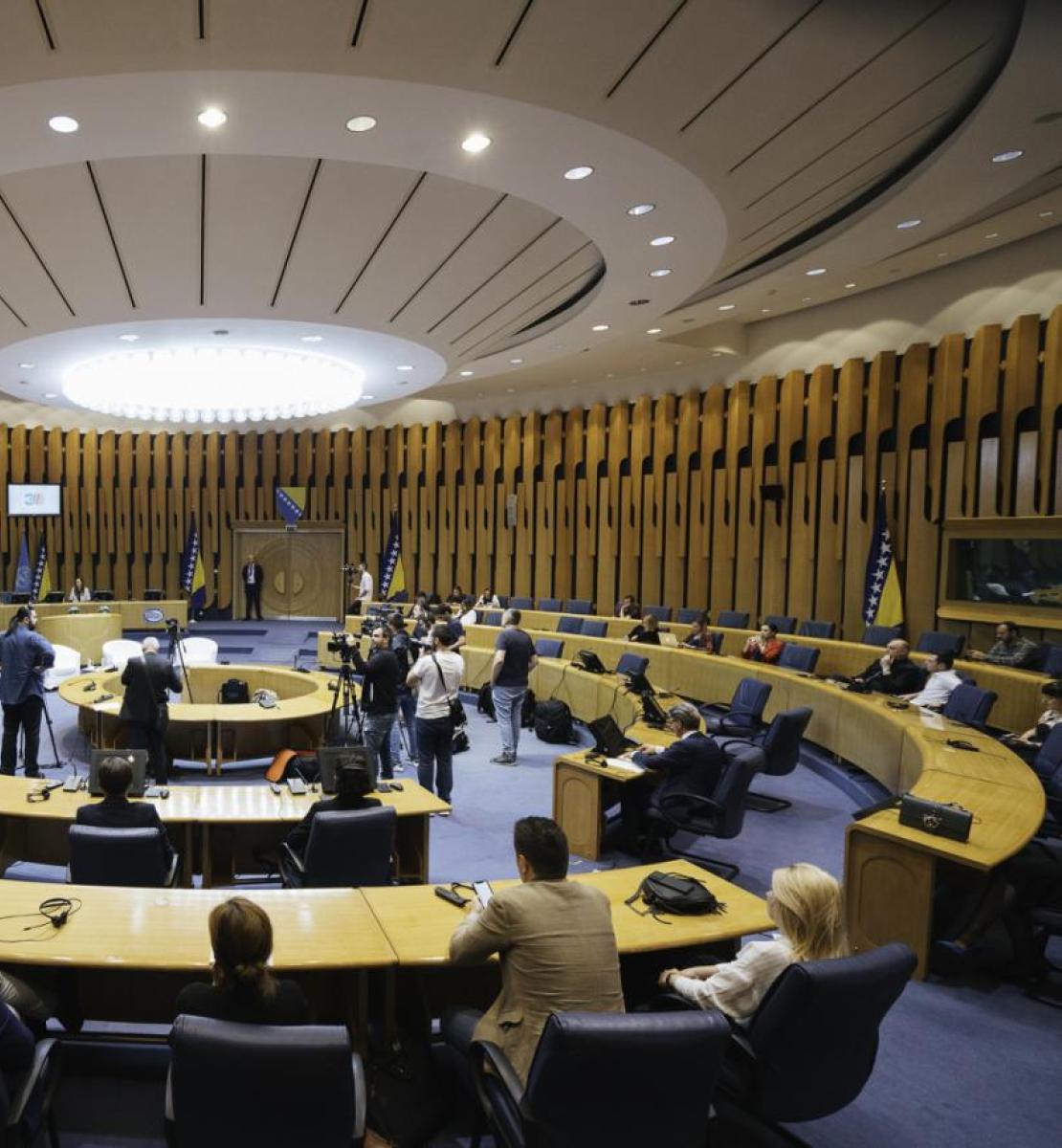 A ceremony takes place in the Parliamentary Assembly in Sarajevo to mark the 30th anniversary of Bosnia and Herzegovina’s accession to the United Nations. 