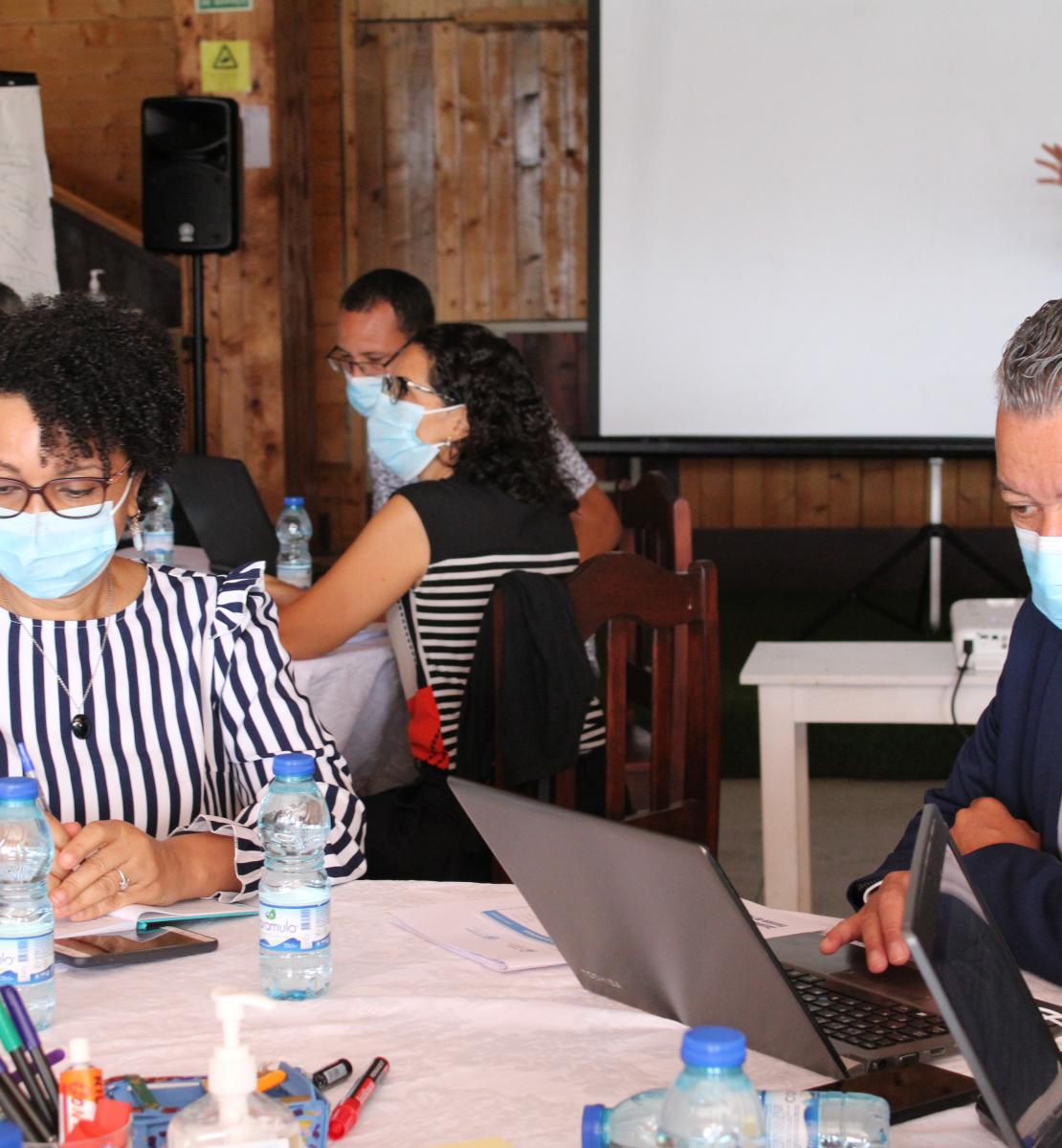 A group of people taking part in the strategic planning exercise in Praia, Cabo Verde.