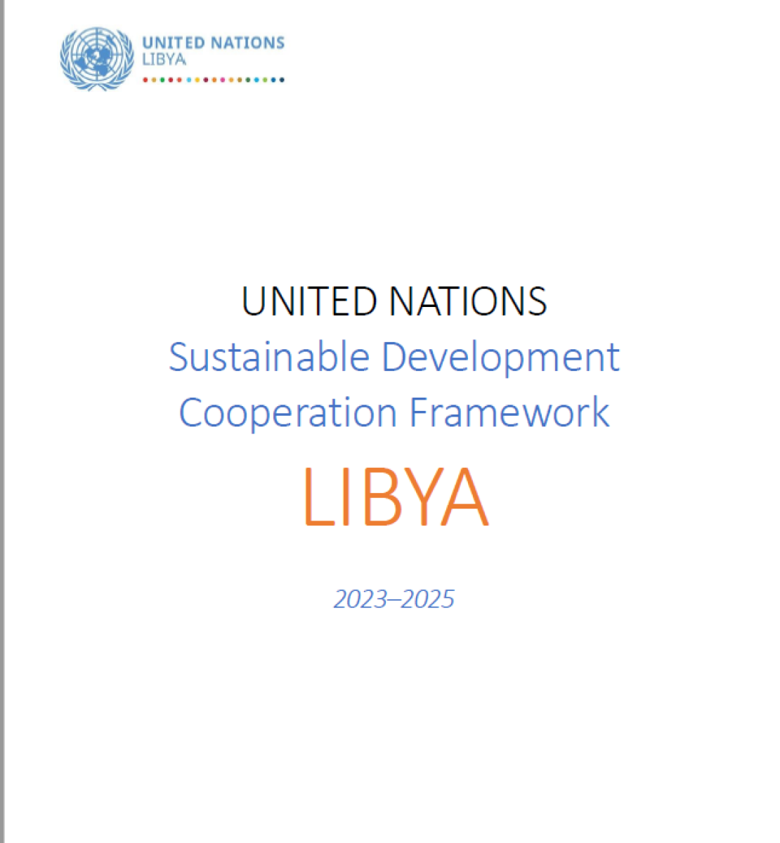 Este documento tiene un fondo blanco y texto azul y negro. El logotipo del equipo de las Naciones Unidas en el país está colocado en la parte superior izquierda de la página.