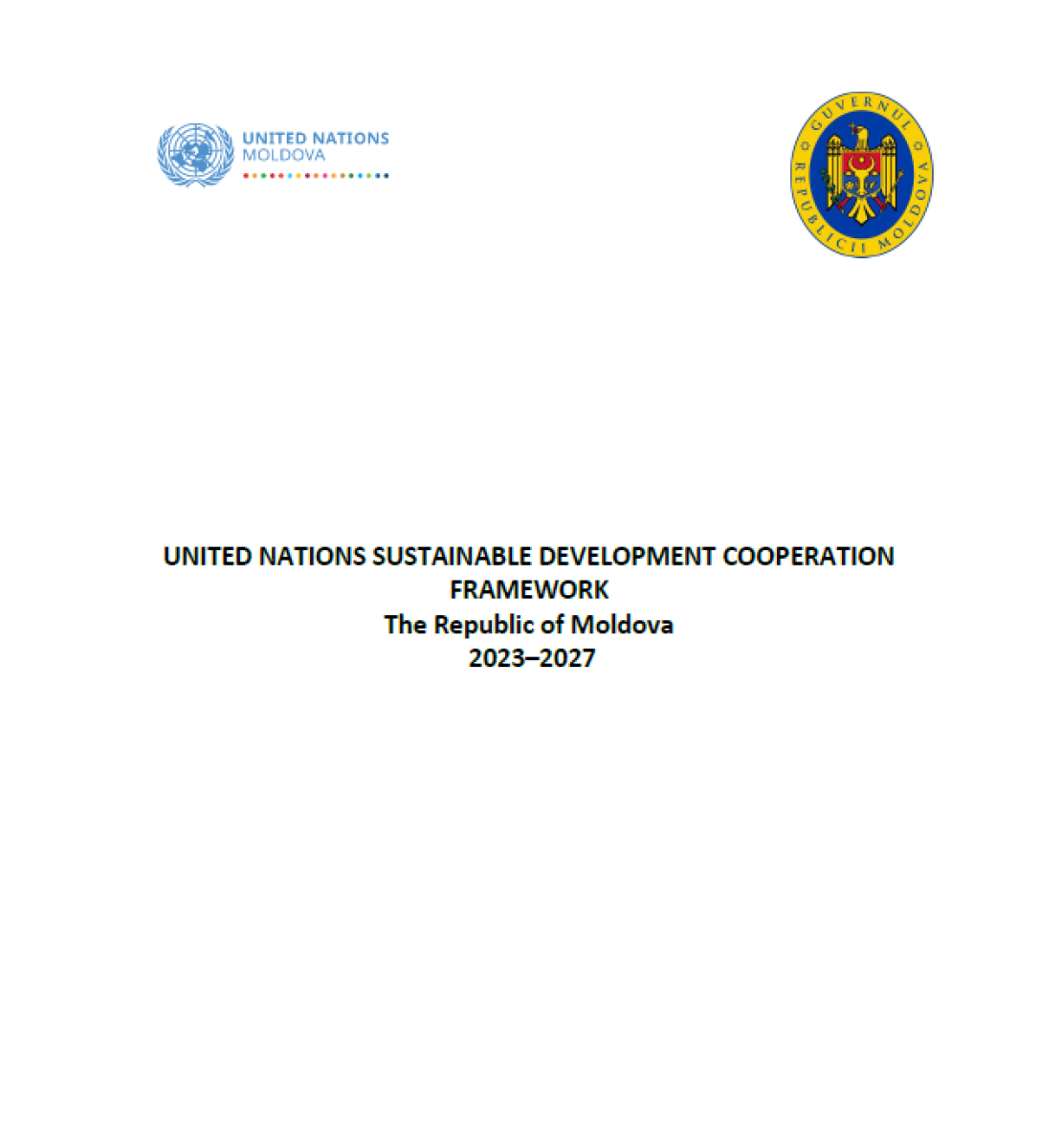 Se trata de un documento con fondo blanco y texto en negro. Los logos del equipo de las Naciones Unidas en el país y del gobierno aparecen en la parte superior.
