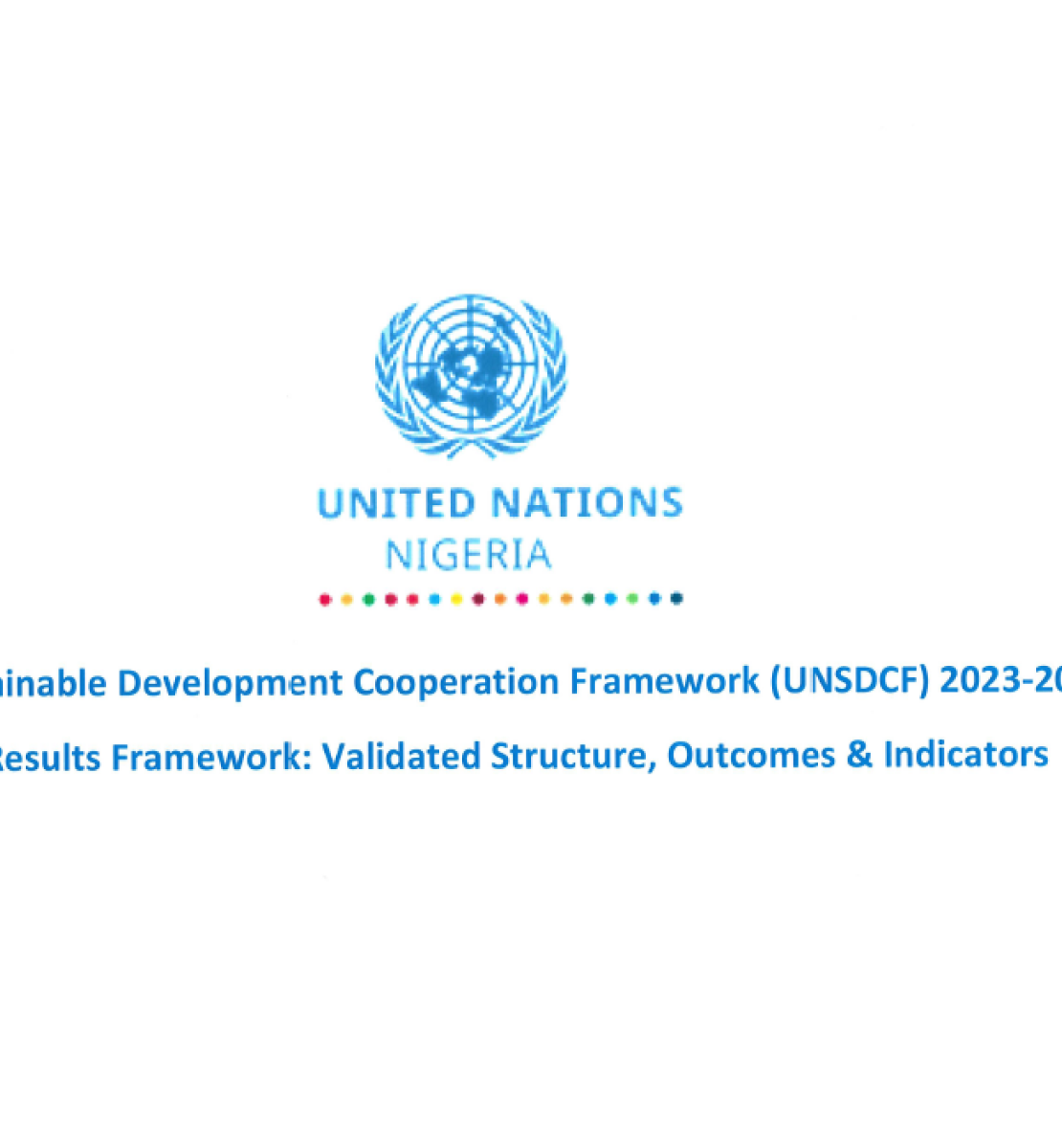 Documento en fondo blanco con texto y logo de la ONU en Nigeria en azul.