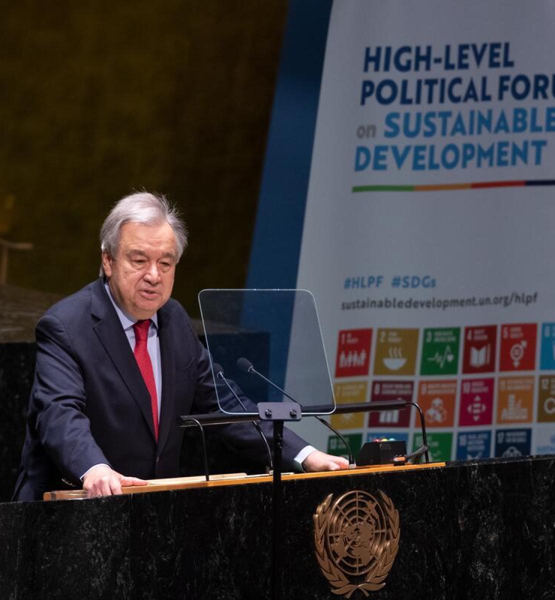 The UN Secretary-General addresses the opening of the high-level political forum on sustainable development