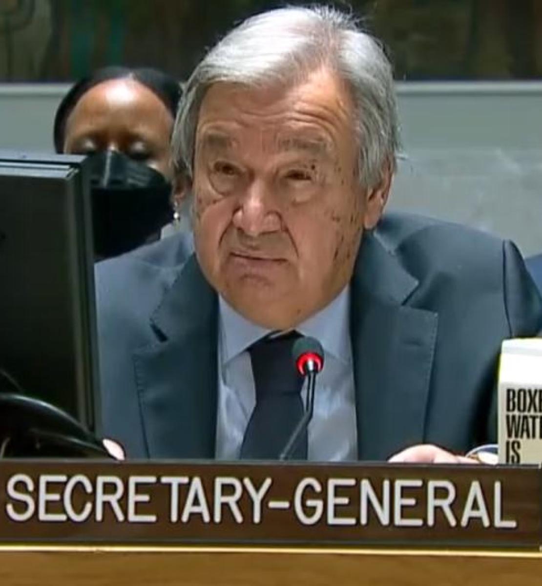 UN Secretary General speaking at the Security Council. 