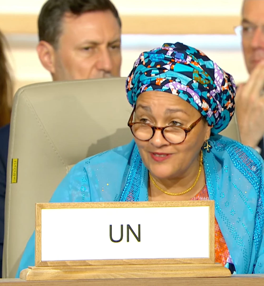 تتحدث نائبة الأمين العام للأمم المتحدة أمينة ج. محمد في حفل افتتاح مؤتمر طوكيو الدولي الثامن المعني بالتنمية في أفريقيا (تيكاد-8)، الذي عقد في العاصمة التونسية يومي 27 و28 أغسطس 2022.