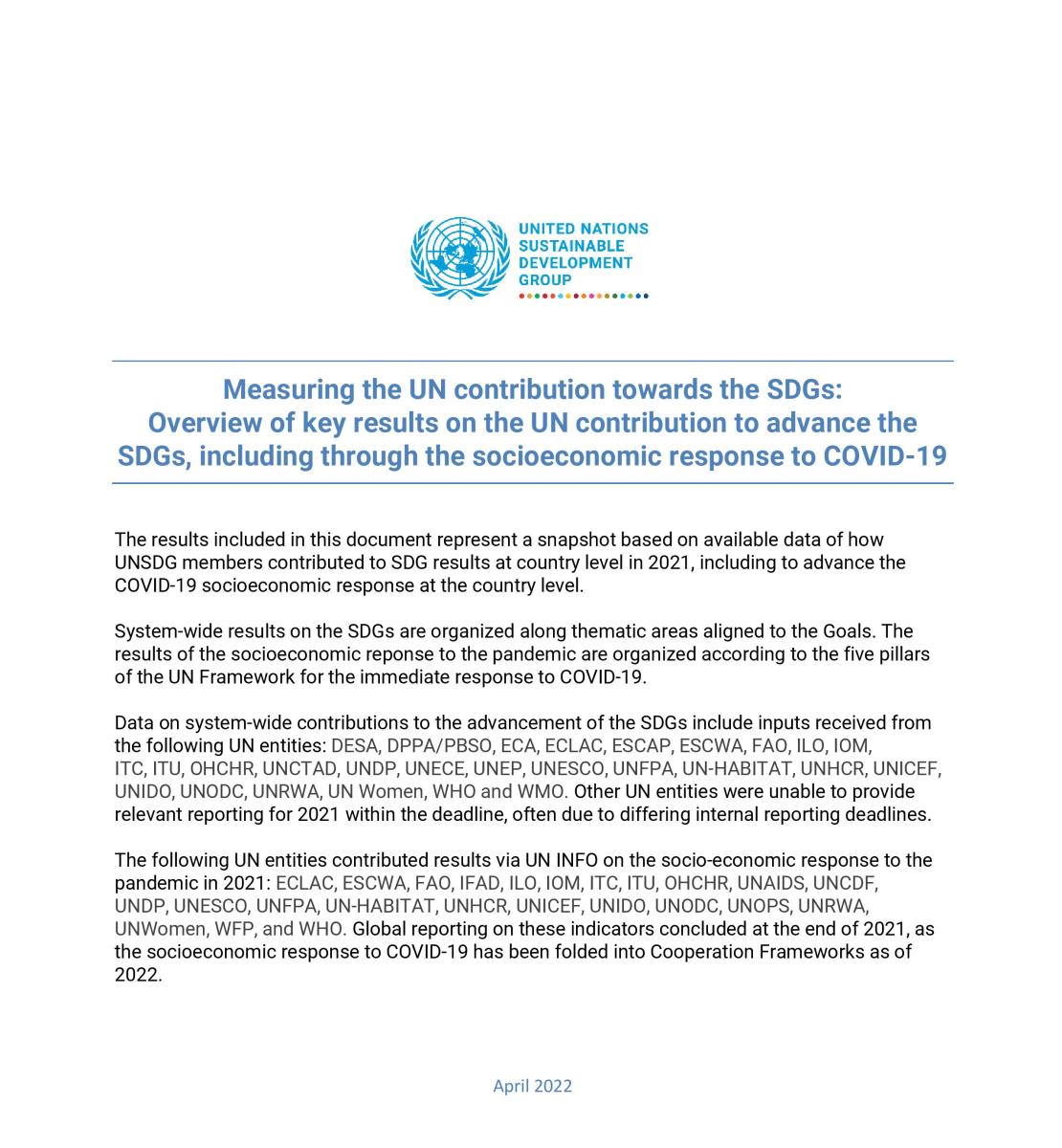 A text cover of a UN document.