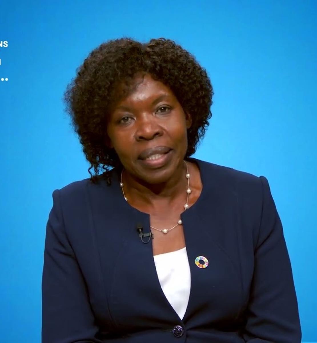 Screenshot from video message shows Resident Coordinator, Beatrice Mutali