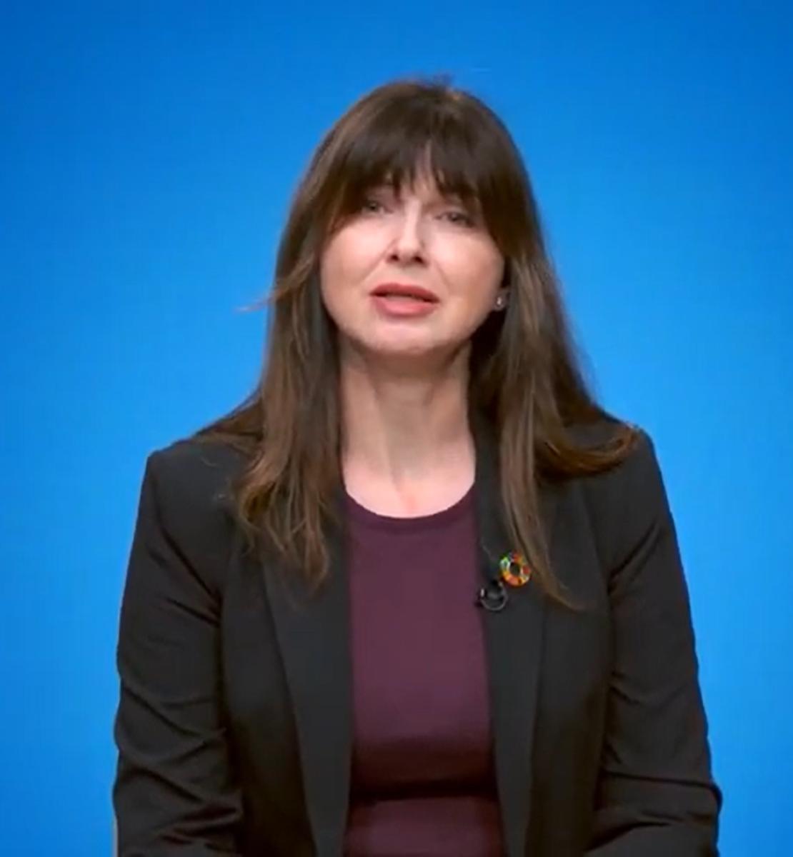 Screenshot from video message shows Resident Coordinator, Vladanka Andreeva