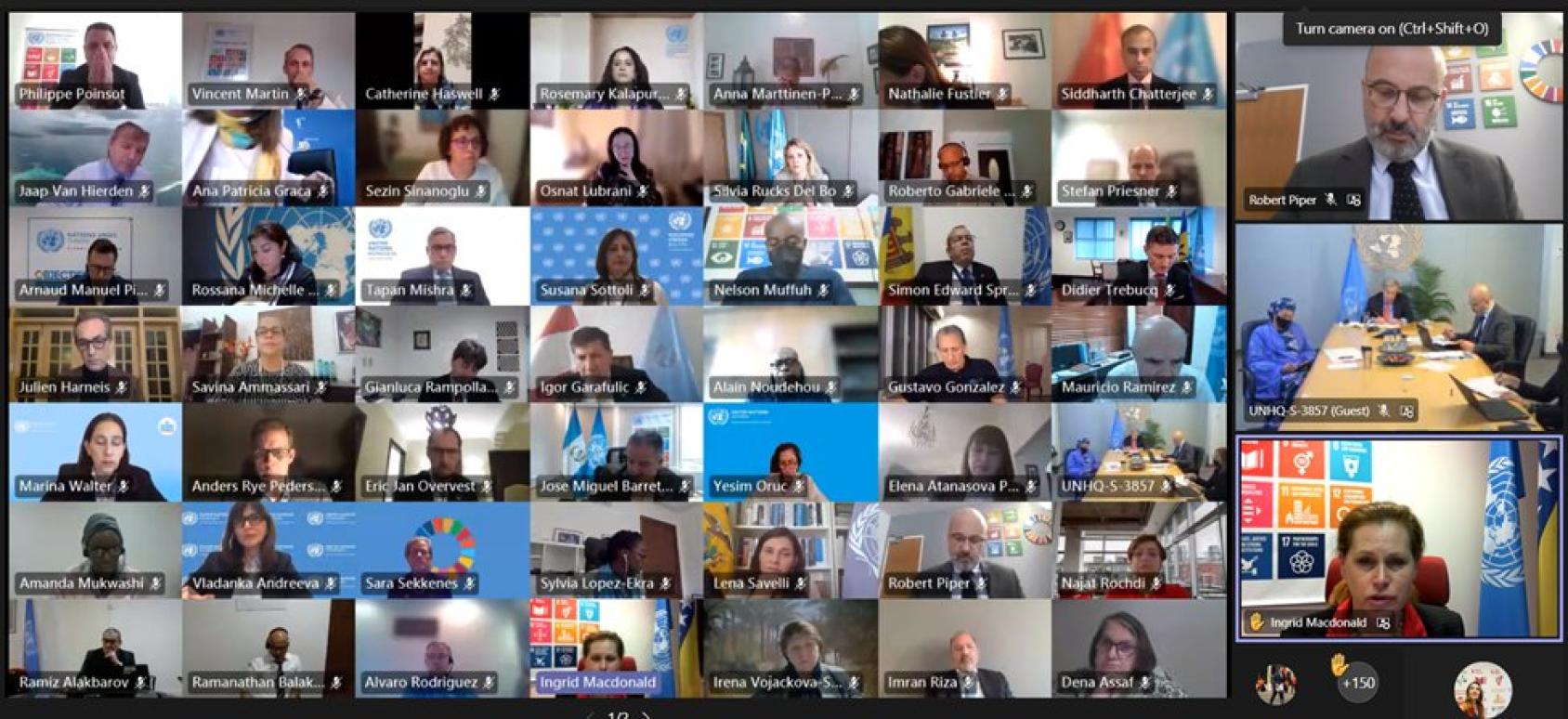 A grid showing the various virtual participants that took part in the Resident Coordinator global meeting.