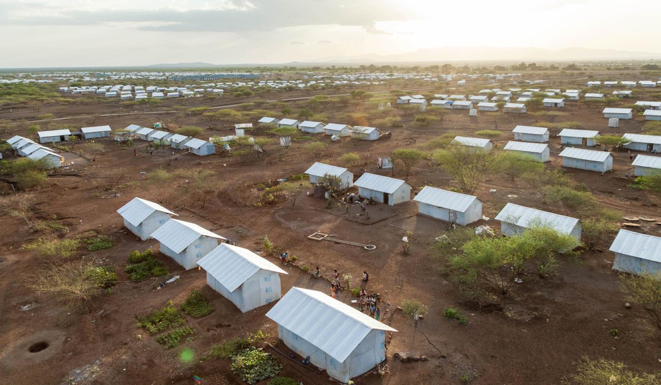 Vue aérienne d'un camp de réfugiés au Kenya.
