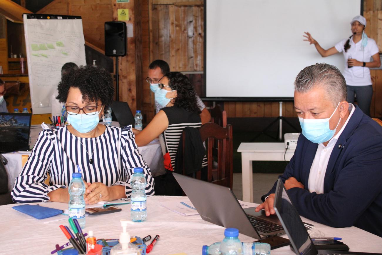 A group of people taking part in the strategic planning exercise in Praia, Cabo Verde.