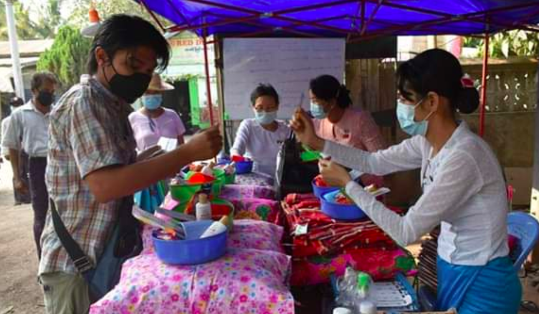 A scene at the quarantine centre in Pyay, where Min Min, a trans man, volunteered.