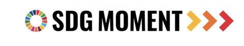 Graphic logo of the SDG Moment shows the SDG wheel to the left of the text "SDG Moment" with three arrows to the right.