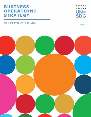Business Operations Strategy presentation cover showing bright colourful circles against a white background.