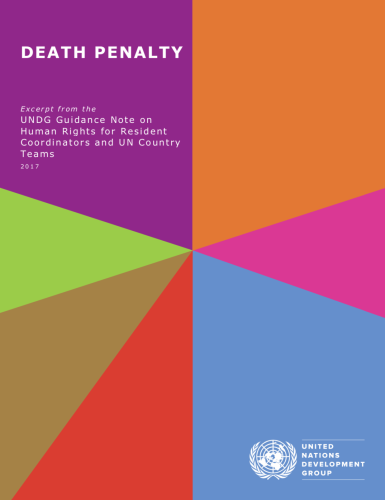 Cover shows the title "Death Penalty" against colourful diagonal shapes.
