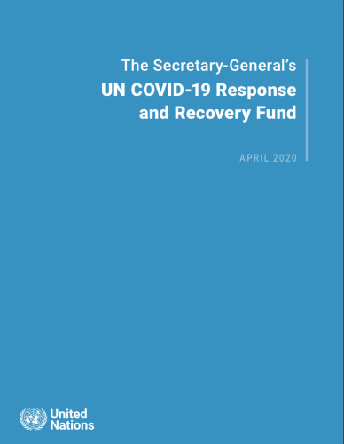 Cover shows the title "The Secretary-General's UN COVID-19 Response and Recovery Fund" against a solid background and UN emblem on the lower left.