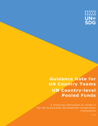Cover shows the title over three diagonal triangle shapes with the UNSDG logo at the top right. 