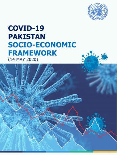 Cover of publication shows coronaviruses with COVID-19 Pakistan Socio-economic Framework