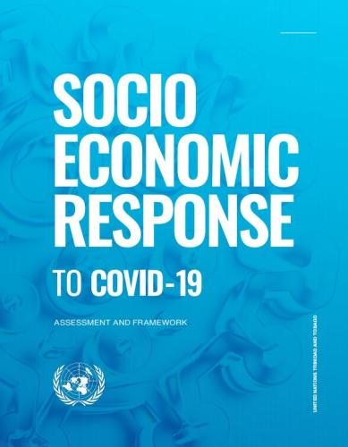 Cover shows the title, "Socio Economic Response to COVID-19 - Assessment and Framework for Trinidad and Tobago", over blue background