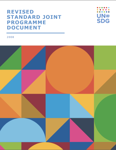 Cover shows the title above colourful diagonal shapes with the UNSDG logo at the top right.