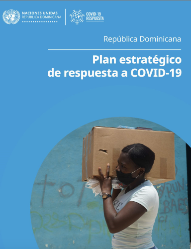 The blue cover contains an image of a woman wearing a face covering carrying a box above her shoulders, with the title in Spanish just above.