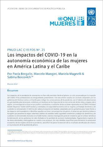 Primera página, que hace las veces de portada, de la investigación sobre los impactos del COVID-19 en la autonomía económica de las mujeres en América Latina y el Caribe.