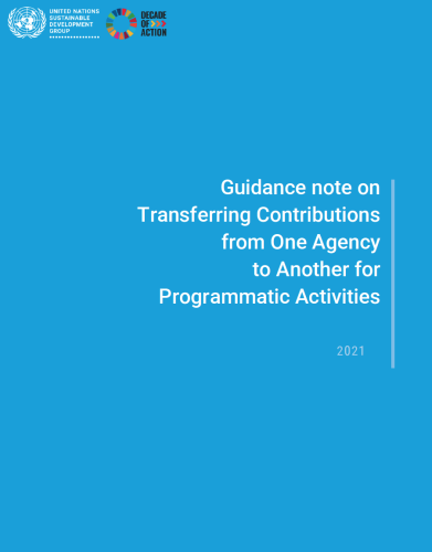 عنوان باللون الأبيض فوق خلفية زرقاء صلبة مع وجود شعاري مجموعة الأمم المتحدة للتنمية المستدامة وعقد العمل في أعلى اليسار.