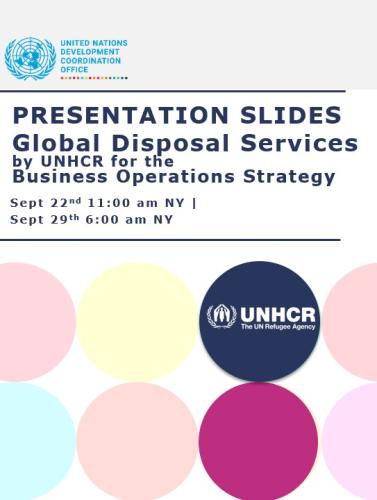 غلاف مع عنوان الوثيقة ودوائر ملونة وشعار مجموعة الأمم المتحدة للتنمية المستدامة ومفوضية الأمم المتحدة لشؤون اللاجئين.