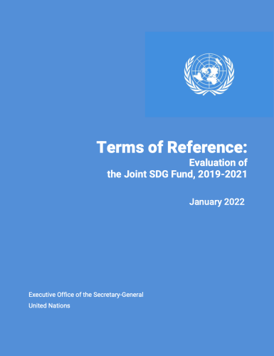 Una portada de la publicación en color azul, con el logotipo de la ONU y el título de la publicación en blanco.