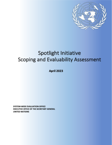 A blue-white graded background with the United Nations logo on one side and the title of the report in black letters in the center