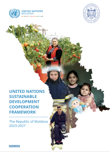 This document contains the Government and UN logo to the top of the page. It includes a map of the country and images of different groups included. 